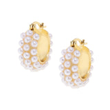 Hoops Acrylic Pearlds Earrings Gold