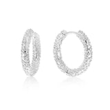 Sugar Effect Hoops Earrings Rhodium