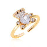 Cubic Zirconia Bear Ring Gold