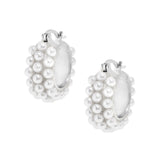 Hoops Acrylic Pearls Earrings Silver