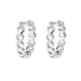 Mini Hearts Hoops Earrings Silver