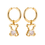 Hoops Earrings with Teddy Charms Gold