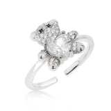 Cubic Zirconia Bear Ring Silver