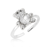 Cubic Zirconia Bear Ring Silver