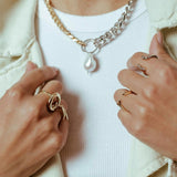 Bicolor Necklace with Baroque Pearl Pendant