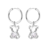 Hoops Earrings with Teddy Charms Rhodium