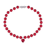 Red Swarovski Pearls and Swarovski Red Heart Necklace