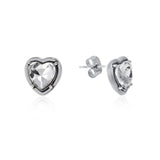 Heart Cubic Zirconia Earrings Silver