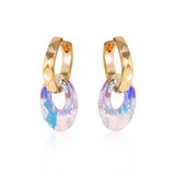 Earrings rings with Swarovski crystal pendants Gold