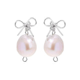 Baroque Pearl Bow Earrings Silver