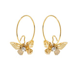 Hoops Heart Butterfly Earrings Gold