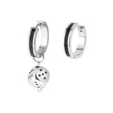 Asymmetric Earrings Rings Dice Rhodium
