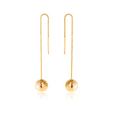 Long earrings with a metal bead. Gold