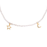 Pearl Choker with Star and Moon