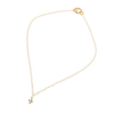 Long Necklace with Pearl Pendant Rhodium