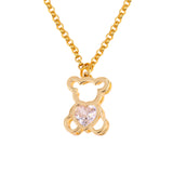 Teddy Cubic Zirconia Pedant Necklace Gold