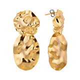 Oval Crumpled Metal Earrings Gold