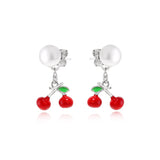 Earrings with Cherry pendants Rhodium