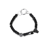 Bracelet with a Wolf pendant made of black agate