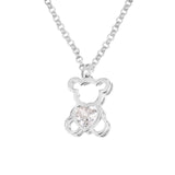 Teddy Cubic Zirconia Pedant Necklace Rhodium