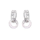 Earrings rings with Swarovski crystal pendants Rhodium