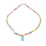 Multicolor Mother of Pearls Necklace with Blue Bear