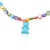 Multicolor Mother of Pearls Necklace with Blue Bear