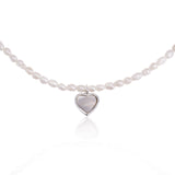 Mother of Pearls Heart Charms Necklace Rhodium