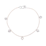 Mother of Pearls Heart Charms Necklace Rhodium