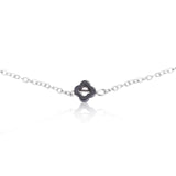 Hematite Lucky Clover Charms Necklace Rhodium