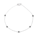 Hematite Lucky Clover Charms Necklace Rhodium