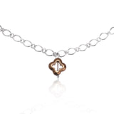 Golden Hematite Lucky Clover Charms Necklace Rhodium