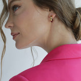 Hoops Dark Red Enamel Earrings Gold