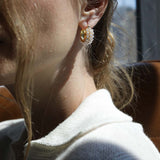 Hoops Acrylic Pearls Earrings Gold