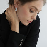 Hoops Acrylic Pearls Earrings Silver