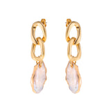 Chain Pearls Earrings Gold