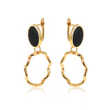 Earrings with Black Enamel Gold
