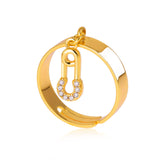 Gold Ring with Pin Charm