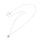 Necklace with Clematis Flower Pendant Rhodium