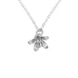 Necklace with Clematis Flower Pendant Rhodium