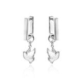 Earrings Transformer with Dove pendants Rhodium