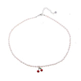 Choker with Cherry Pendant Rhodium