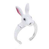 Enamel Rabbit Ring Silver