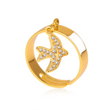 Gold Ring with Bird Charm