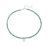 Choker with malachite beads with Dove pendant Rhodium