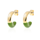 Hoops Green Enamel Earrings Gold
