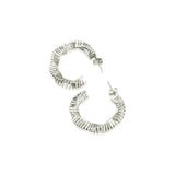 Hoops Metal Baguette Earrings Rhodium Plated