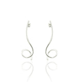 Asymmetric Spiral Earrings Rhodium Plating