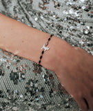 Black Agate Bracelet with Cat Symbol