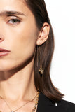 Asymmetric earrings with a Cross pendant with cubic zirconia Gold